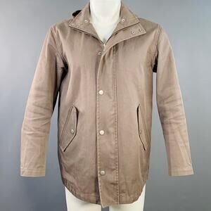 STEVEN ALAN Size M Camel Cotton Detachable Hood Zip Snaps Jacket